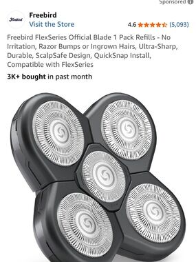 freebird Black Replacement Rotary Shave Head Pack